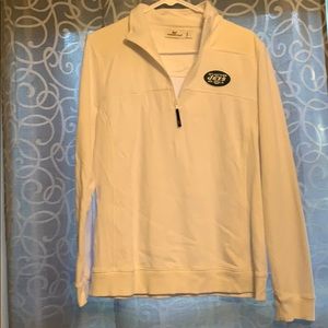 Vineyard Vines quarter zip white jets sweatshirt